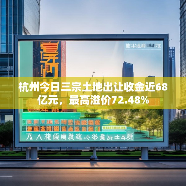 杭州今日三宗土地出让收金近68亿元，最高溢价72.48%
