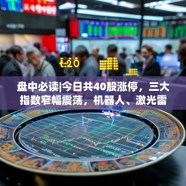 盘中必读|今日共40股涨停，三大指数窄幅震荡，机器人、激光雷达概念走强