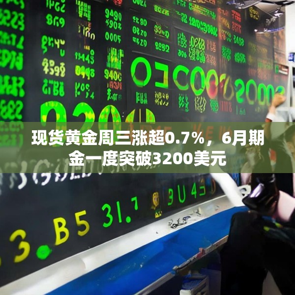 现货黄金周三涨超0.7%，6月期金一度突破3200美元