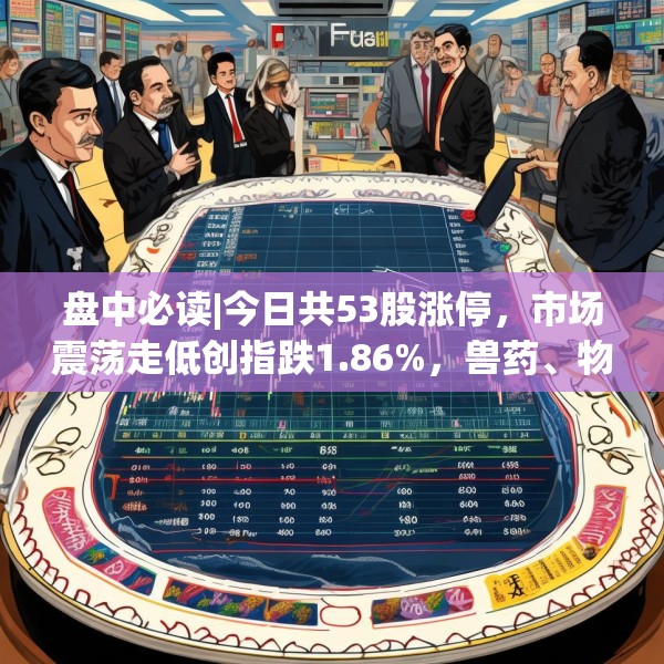 盘中必读|今日共53股涨停，市场震荡走低创指跌1.86%，兽药、物流板块逆势大涨
