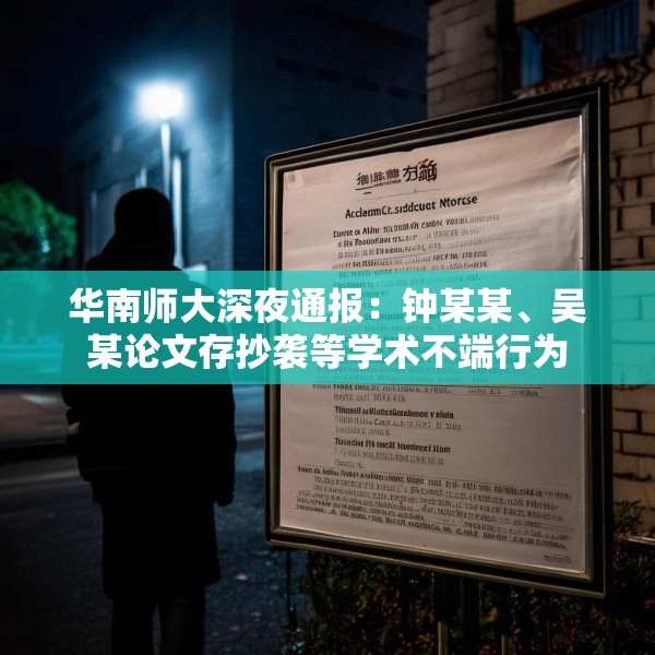 华南师大深夜通报：钟某某、吴某论文存抄袭等学术不端行为