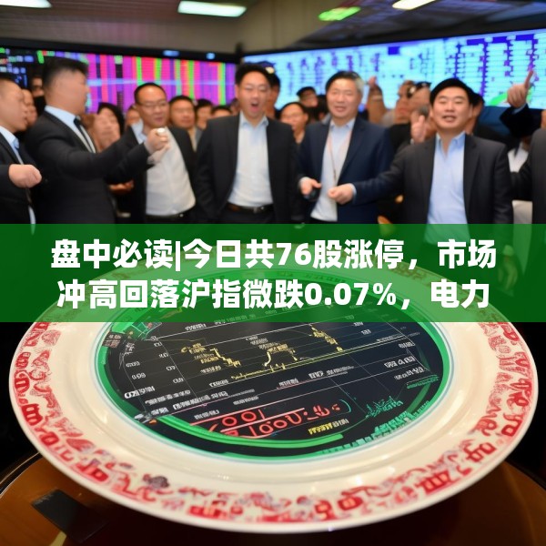 盘中必读|今日共76股涨停，市场冲高回落沪指微跌0.07%，电力股集体大涨