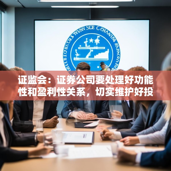 证监会：证券公司要处理好功能性和盈利性关系，切实维护好投资者利益