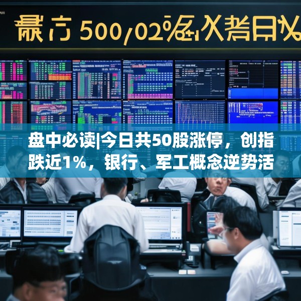 盘中必读|今日共50股涨停，创指跌近1%，银行、军工概念逆势活跃