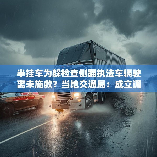 半挂车为躲检查侧翻执法车辆驶离未施救？当地交通局：成立调查组