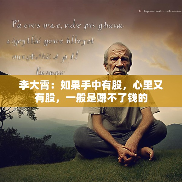 李大霄：如果手中有股，心里又有股，一般是赚不了钱的