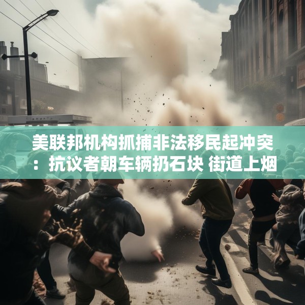 美联邦机构抓捕非法移民起冲突：抗议者朝车辆扔石块 街道上烟雾弥漫
