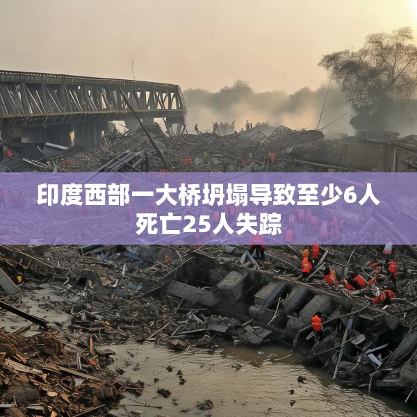 印度西部一大桥坍塌导致至少6人死亡25人失踪