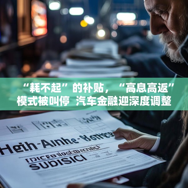 “耗不起”的补贴，“高息高返”模式被叫停  汽车金融迎深度调整
