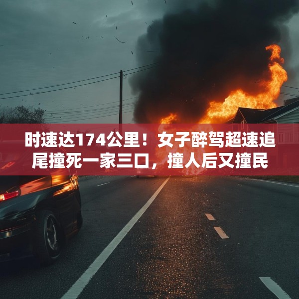 时速达174公里！女子醉驾超速追尾撞死一家三口，撞人后又撞民房